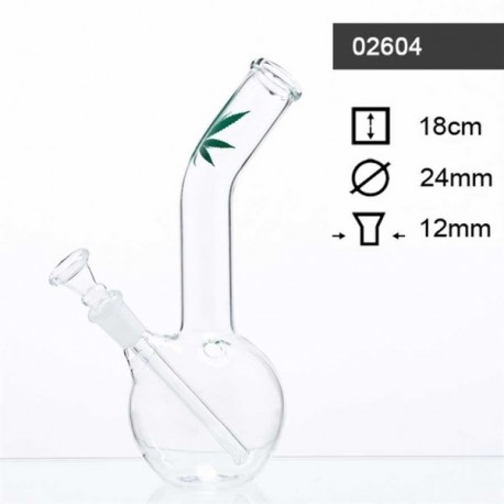 Bong Vetro Leaf Collo Curvo - 19 cm