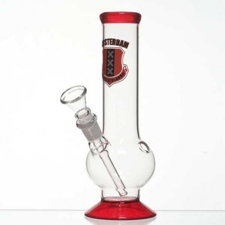 Bong Vetro Amsterdam Flag Rosso - 21 cm