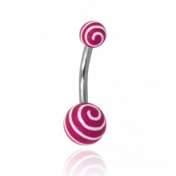 banana per ombelico palline viola con spirale bianco 1.6x10x8x5