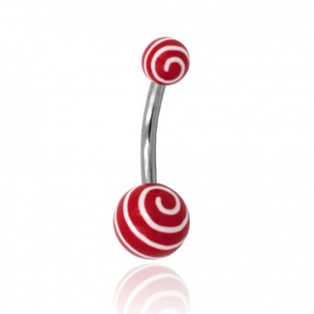 banana per ombelico palline rosse con spirale bianca 1.6x10x8x5