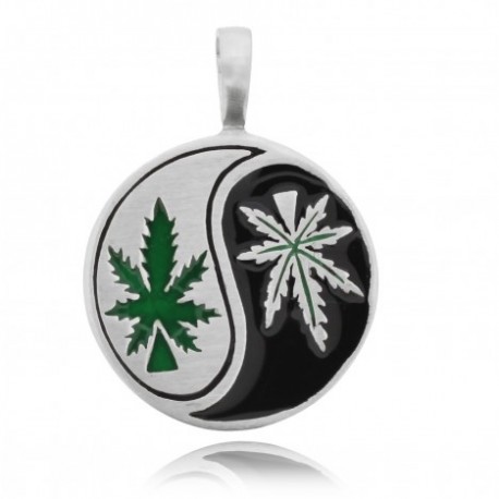 pendente in pewter Yin yang cannabis