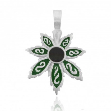 pendente in pewter cannabis pietra nera