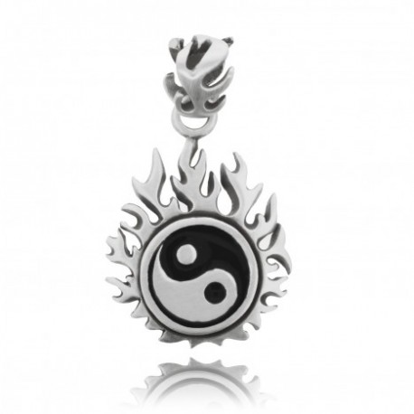 pendente in pewter Yin Yang fuoco