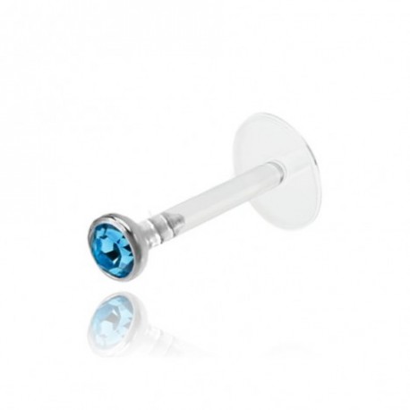 labret flessibile in acrilico pietra cristallo acqua marina dm 1.2 mm lunghezza 8mm