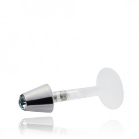 labret a cono flessibile in acrilico pietra acqua marina dm 1.2 mm lunghezza 8mm