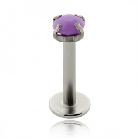 labret in acciaio chirurgico con pietra viola in acrilico neon dm 1.2 mm lunghezza 8mm