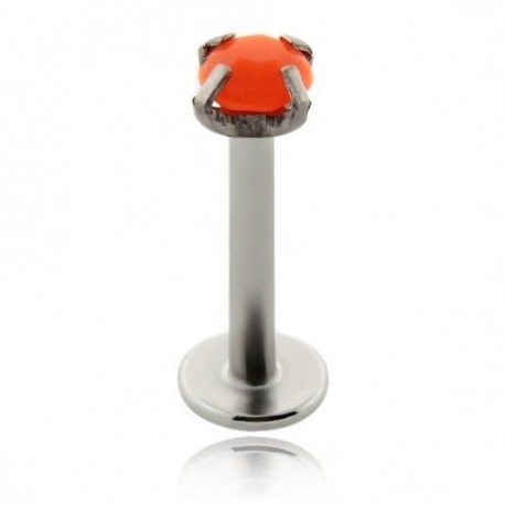 labret in acciaio chirurgico con pietra arancione in acrilico neon dm 1.2 mm lunghezza 8mm