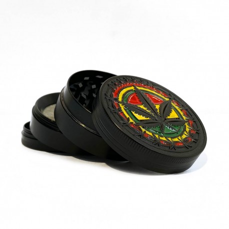 Grinder in Metallo 52mm rasta foglia nera – 4 parti